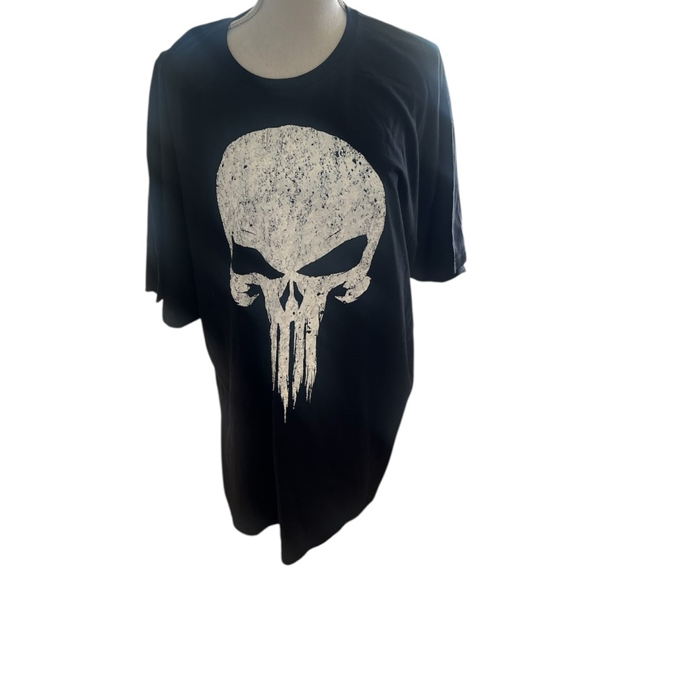 Marvel Black Tee with White Skull Design